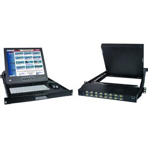 KVM drawer with 16-port high density VGA USB KVM switch, 17" (432 mm) monitor, real mouse