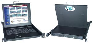 VGA USB KVM drawer, SUN layout kbd, 17" (432 mm) sunlight readable LCD, num-pad, trackball mse