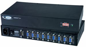 4-port VGA switch, 4 PC's to 1 VGA monitor, RS232 control, rackmount kit