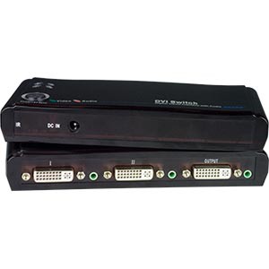 2-port DVI switch with audio, 2 DVI sources to 1 DVI monitor & speakers