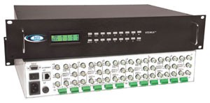 HDTV component video + stereo/digital audio, 8 in 4 out, Ethernet/RS232, rackmounted