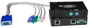 PS/2 KVM + two-way audio extender via CAT5, skew compensation, up to 1,000 feet (305 meters)