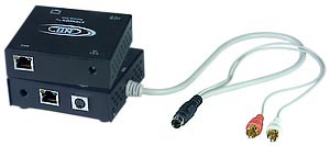 S-Video + Audio extender via CAT5, local & remote monitor & speakers, up to 600 feet (183 meters)