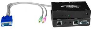 VGA + two-way audio extender via CAT5, skew compensation, up to 1,000 ft (305 m)