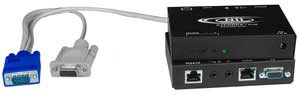 VGA + RS232 extender via CAT5, skew compensation, local & remote monitor, up to 1,000 ft (305 m)