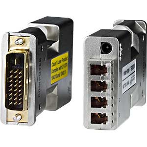 DVI-D single link extender via four-strand multimode LC fiber cable, up to 4,920 ft (1,500 m)