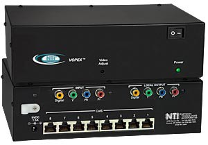8-port HDTV component video + digital audio splitter/extender via CAT5