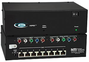 8-port HDTV component video + stereo audio splitter/extender via CAT5