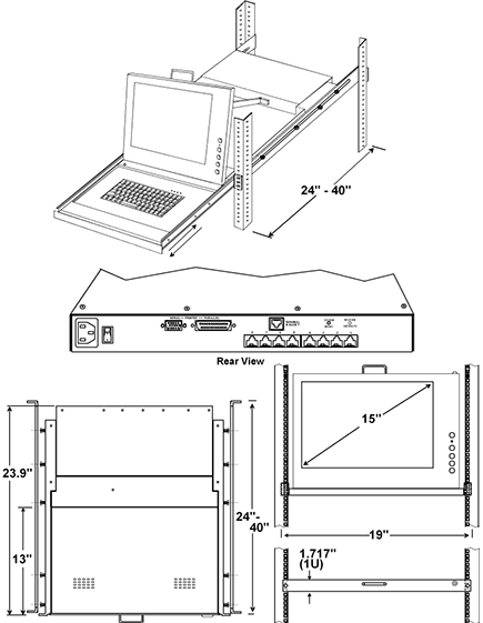 Rackmount Terminal Drawer with Console Switch (RACKMUX-T15-CS8)