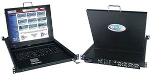 KVM drawer w/ 4-port legacy VGA SUN PC KVM switch, 17" (432 mm) monitor, num-pad, touchpad mse