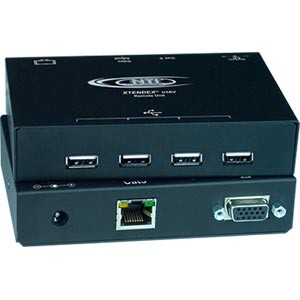 Transparent VGA USB extender via CAT5, extends 4 USB devices, up to 200 feet (61 meters)