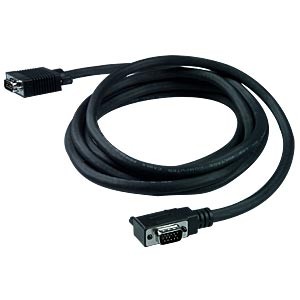 90-degree angle to straight VGA cable, right exit, 15-pin HD, male-male