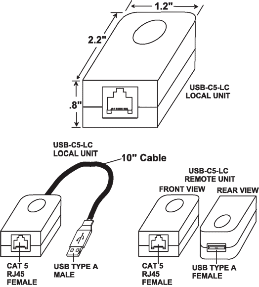 USB Extender via CAT5 (USB-C5-LC)