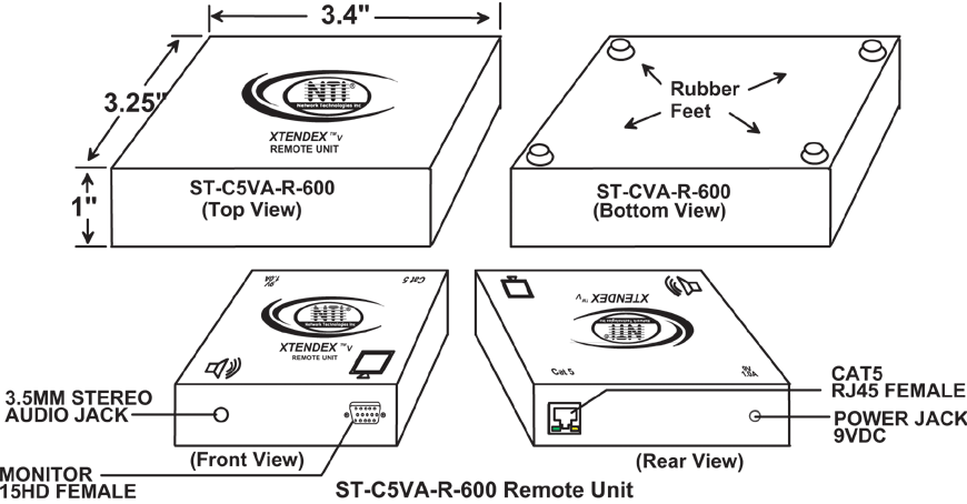 VGA + Audio Remote Receiver (ST-C5VA-R-600)