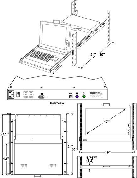 Rackmount USB + PS/2 KVM Drawer with 17" Monitor (RACKMUX-V17)