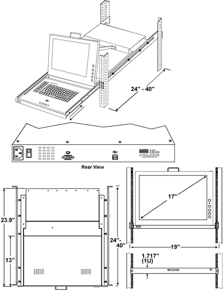 SUN USB KVM Drawer with SUN USB Keyboard (RACKMUX-VS17)