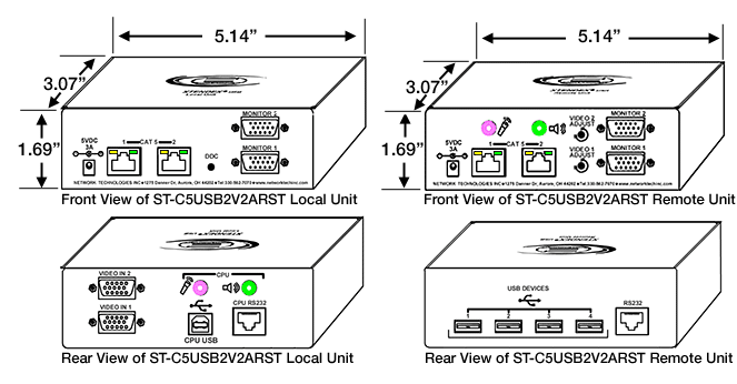 USB Extender with VGA Video (ST-C5USB2V2ARST)