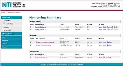 Secure Remote Power Reboot Web Interface Screen Shot